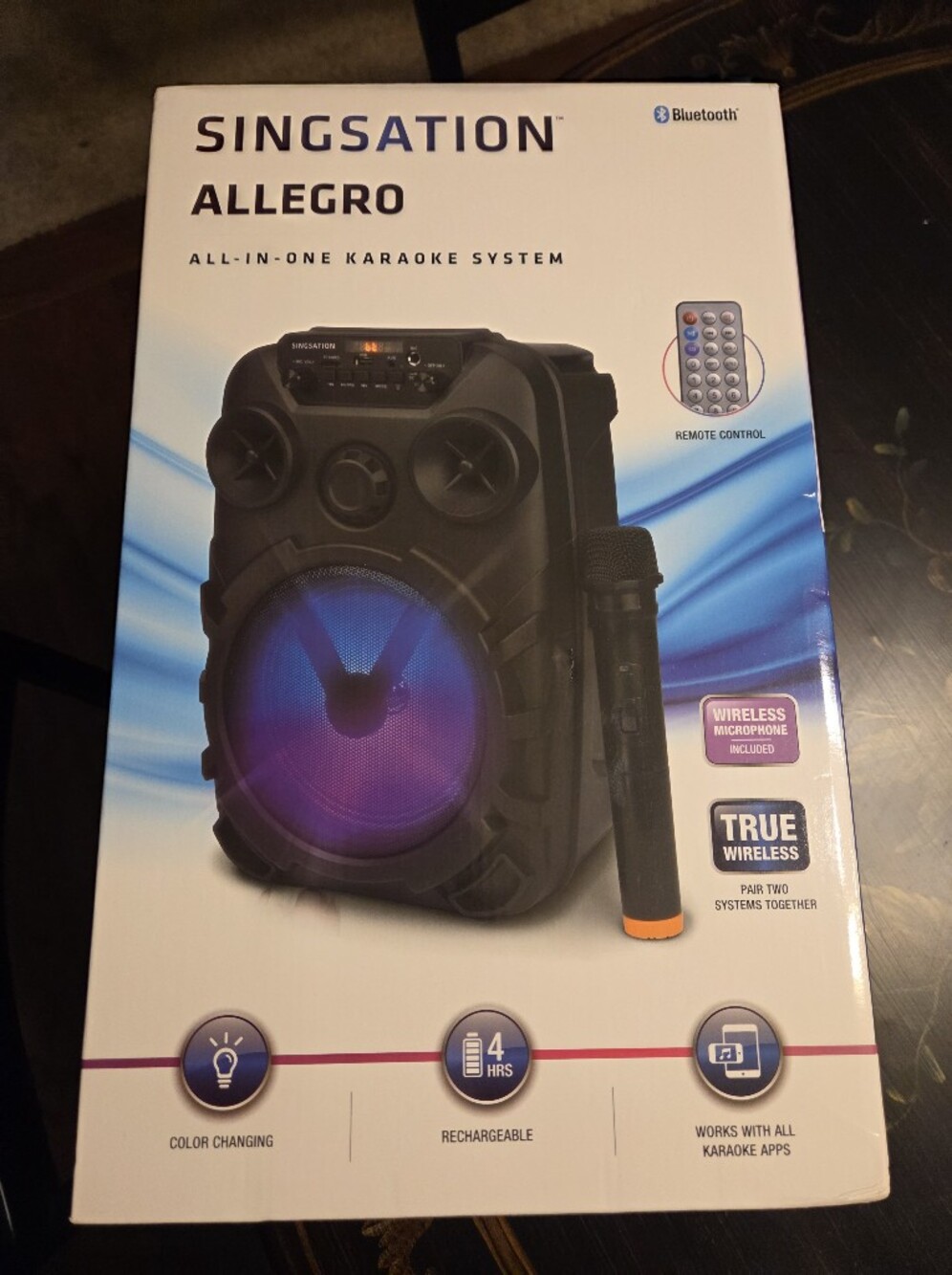 Portable Wireless Karaoke Party Speaker with Microphone - Black/Purple